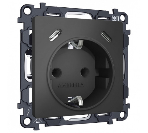 Розетка с заземлением и 2хUSB type C, без рамки Ambrella Volt ALFA MA910510