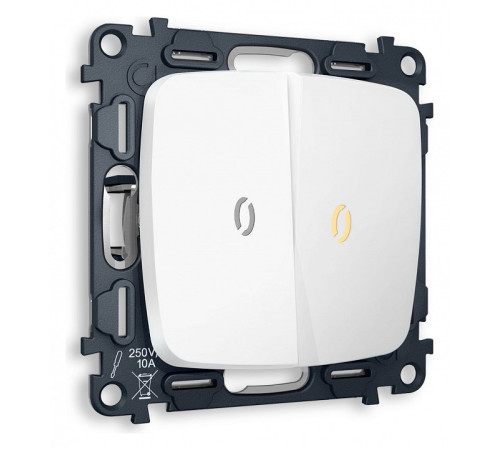 Выключатель двухклавишный с подсветкой без рамки Ambrella Volt Quant MO124010