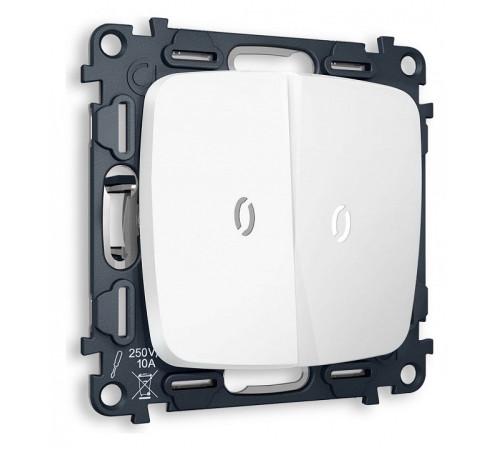 Выключатель двухклавишный с подсветкой без рамки Ambrella Volt Quant MO124015