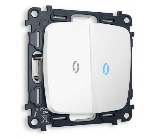 Выключатель двухклавишный с подсветкой без рамки Ambrella Volt Quant MO124020