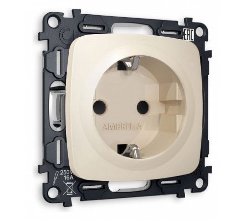Розетка с заземлением и со шторкой, без рамки Ambrella Volt Quant MO327010