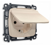 Розетка влагозащищенная с заземлением и со шторкой, без рамки с крышкой Ambrella Volt Quant MO328010