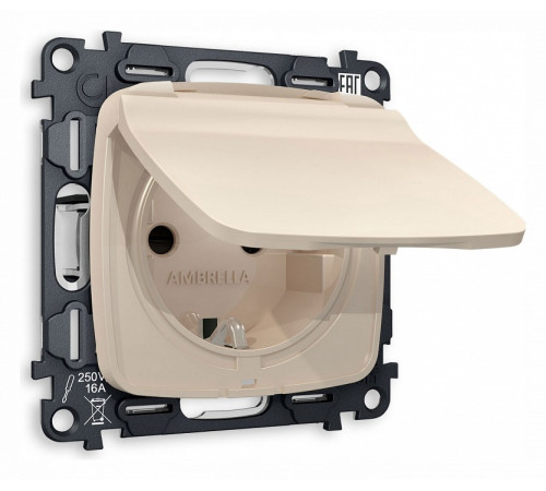 Розетка влагозащищенная с заземлением и со шторкой, без рамки с крышкой Ambrella Volt Quant MO328010