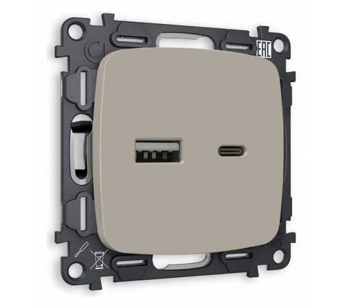 Розетка 2хUSB type A и C без рамки Ambrella Volt Quant MO371010