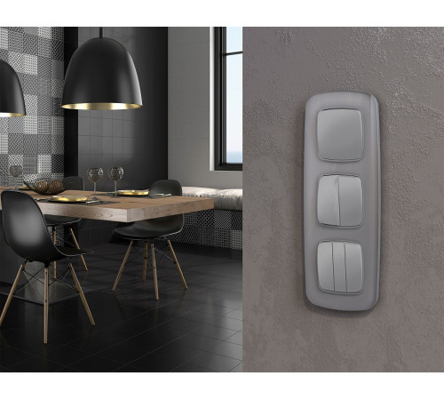 Выключатель перекрестный двухклавишный без рамки Ambrella Volt OMEGA MO503030