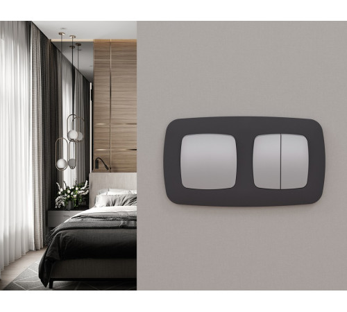 Выключатель перекрестный двухклавишный без рамки Ambrella Volt OMEGA MO503030