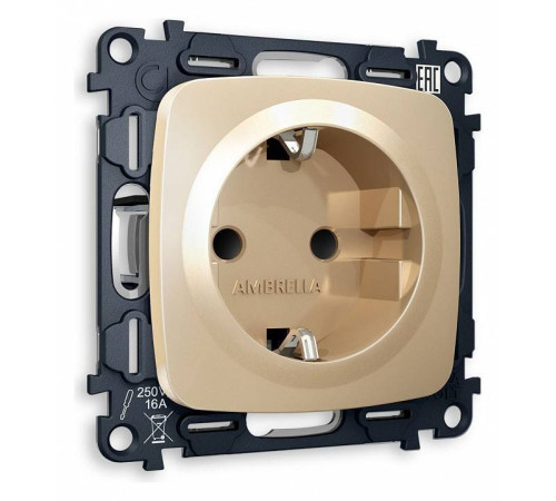 Розетка с заземлением и со шторкой, без рамки Ambrella Volt Quant MO607010