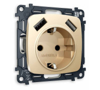 Розетка с заземлением и 2хUSB type A, без рамки Ambrella Volt Quant MO609010