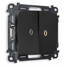 Выключатель проходной двухклавишный с подсветкой без рамки Ambrella Volt Quant MO804030