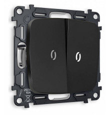 Выключатель проходной двухклавишный с подсветкой без рамки Ambrella Volt Quant MO804035