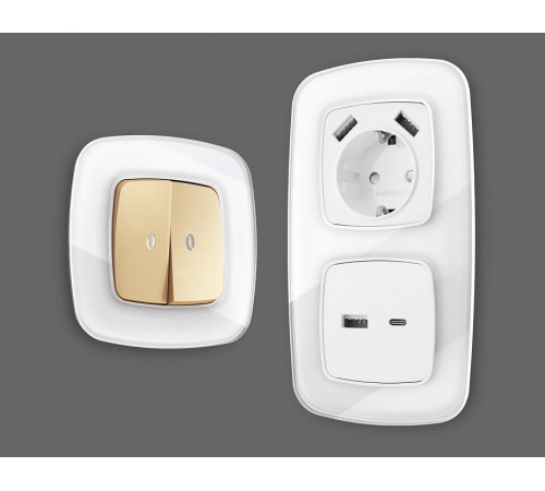 Рамка на 2 поста Ambrella Volt Radian Стекло органическое OF320102