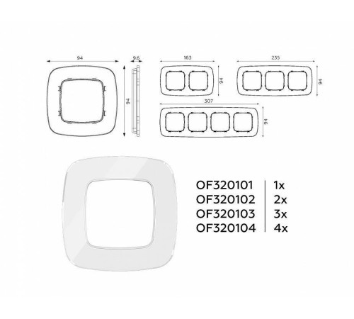 Рамка на 3 поста Ambrella Volt Radian Стекло органическое OF320103