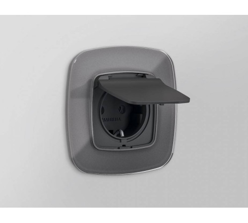 Накладка для розетки влагозащищенной с заземлением и со шторками с крышкой Ambrella Volt Quant OP9080