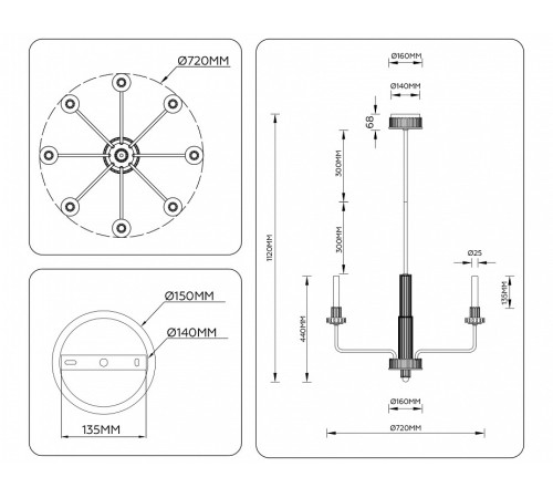 Люстра на штанге Ambrella Light LH LH53126