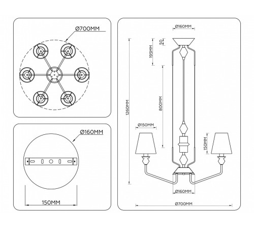 Подвесная люстра Ambrella Light LH LH75401