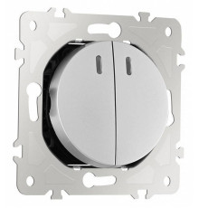 Выключатель двухклавишный с подсветкой без рамки Arte Milano 202 202.31-2.silver