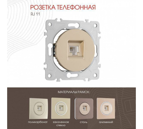 Розетка телефонная RJ-11 без рамки Arte Milano am-202 202.51-1.shampan