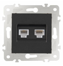 Розетка двойная RJ-11 и Ethernet RJ-45, без рамки Arte Milano am-203 203.44-1.black