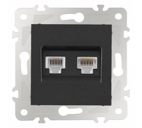 Розетка двойная RJ-11 и Ethernet RJ-45, без рамки Arte Milano am-203 203.44-1.black