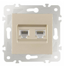 Розетка двойная RJ-11 и Ethernet RJ-45, без рамки Arte Milano am-203 203.44-1.shampan