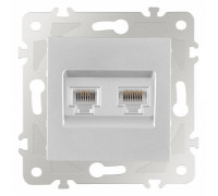 Розетка двойная RJ-11 и Ethernet RJ-45, без рамки Arte Milano am-203 203.44-1.silver