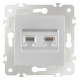 Розетка двойная RJ-11 и Ethernet RJ-45, без рамки Arte Milano am-203 203.44-1.silver