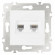 Розетка двойная RJ-11 и Ethernet RJ-45, без рамки Arte Milano am-203 203.44-1.white