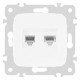 Розетка двойная RJ-11 и Ethernet RJ-45, без рамки Arte Milano am-205 205.44-1.white