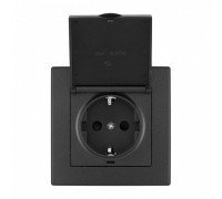 Розетка с заземлением и шторкой, с крышкой Arte Milano SET06-1 SET06-1-41-1 black