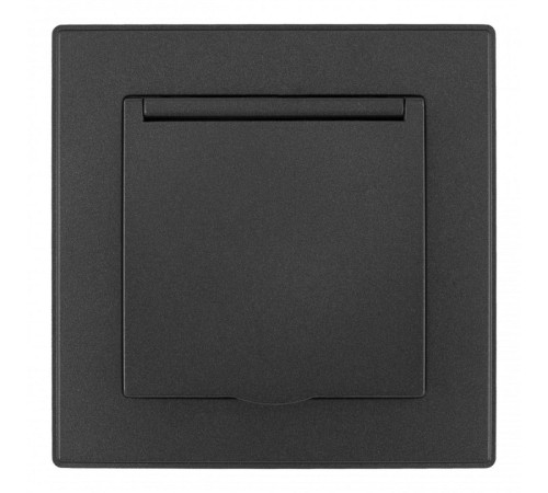 Розетка с заземлением и шторкой, с крышкой Arte Milano SET06-1 SET06-1-41-1 black