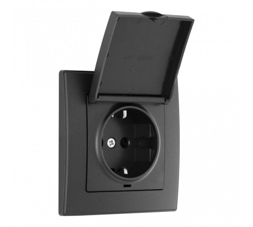 Розетка с заземлением и шторкой, с крышкой Arte Milano SET06-1 SET06-1-41-1 black