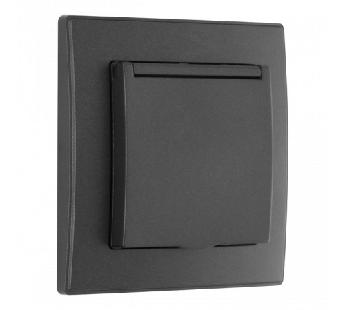 Розетка с заземлением и шторкой, с крышкой Arte Milano SET06-1 SET06-1-41-1 black