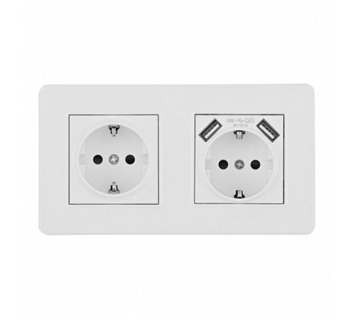 Розетка с заземлением и со шторкой и 2хUSB Arte Milano SET16-2 SET16-2-47-1-40-1 white