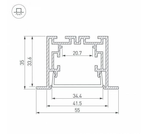 Профиль Arlight S2-LINIA55-F-2500 ANOD+OPAL 021176