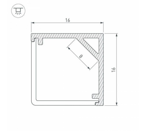 Профиль накладной Arlight SL-KANT-H16-2000ANOD 023723