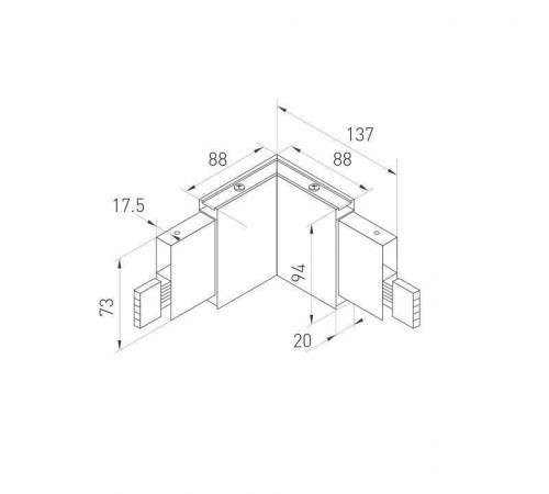 Соединитель угловой L-образный для модульных светильников Arlight LINEAIR FLAT 031531
