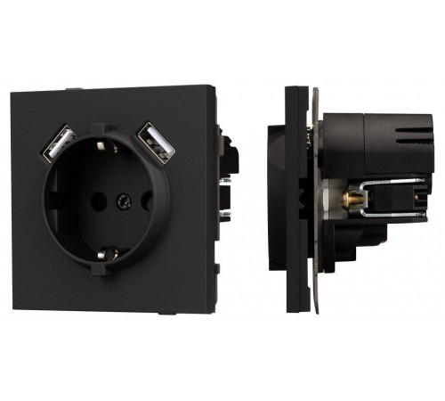 Розетка с заземлением и 2хUSB type A, без рамки Arlight SCT-TENDO 054603