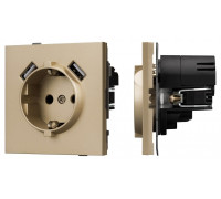 Розетка с заземлением и 2хUSB type A, без рамки Arlight SCT-TENDO 054604