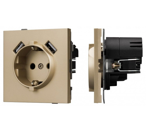 Розетка с заземлением и 2хUSB type A, без рамки Arlight SCT-TENDO 054604