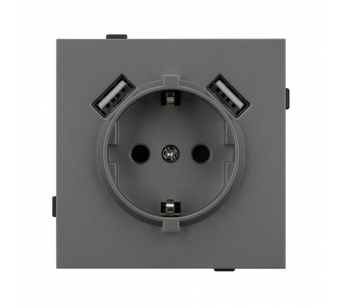 Розетка с заземлением и 2хUSB type A, без рамки Arlight SCT-TENDO 054605