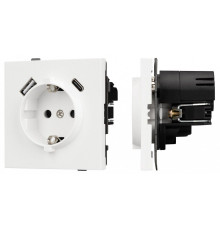 Розетка 2хUSB type A и C без рамки Arlight SCT-TENDO 054610