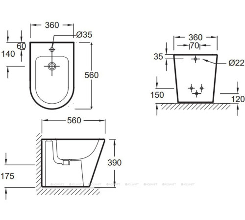 Биде напольное Jacob Delafon Rodin+ 360х560 мм EBJ0002-00