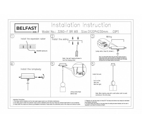Подвесной светильник Belfast Ravenhill 3260-F BR MB