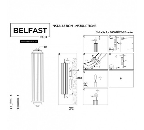 Накладной светильник Belfast PENNINGTON 602W-2 BR