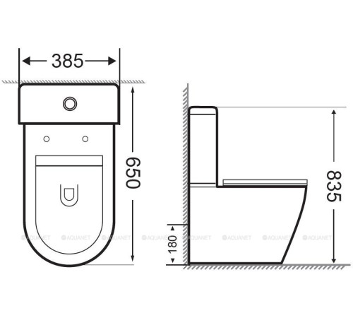 Чаша унитаза напольного Aquanet Cetus Rimless сиденье Slim Soft Close CETUS-C1