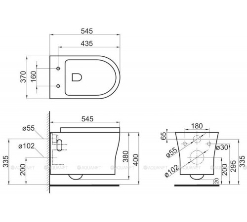 Чаша подвесного унитаза BelBagno Ancona BB1224CHR-SM