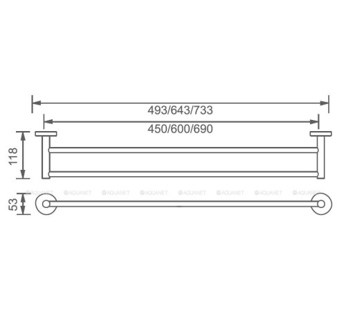 Держатель для полотенца Aquanet 60 см двухрядный хром 4524D