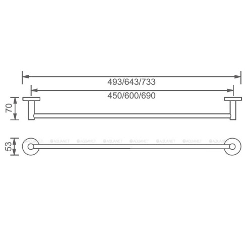 Держатель для полотенца Aquanet 60 см хром 4524