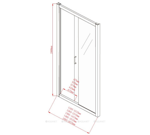 Душевая дверь в нишу Aquanet Alfa 1500х2000 мм стекло прозрачное хром NAA6121