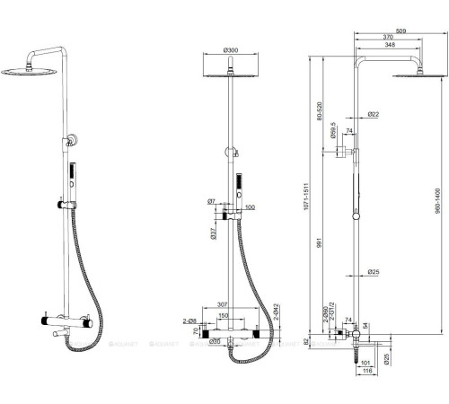 Душевая система Allen Brau Priority 4.0 XL с изливом хром 5.31С10-00